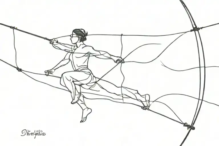 tightrope walker blindfolded tattoo design idea