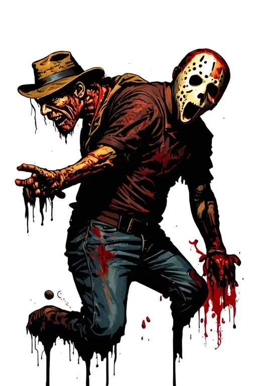 freddy krueger vs scream vs jason tattoo design idea