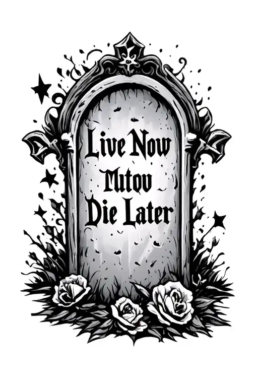 tombstone  live now die later tattoo design idea