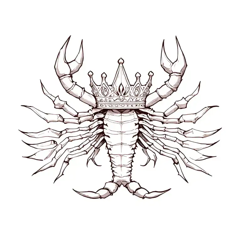 Scorpio and crown tattoo design idea