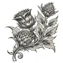 Scottish thistle and canadian maple leaf wedding finger  tattoo design idea