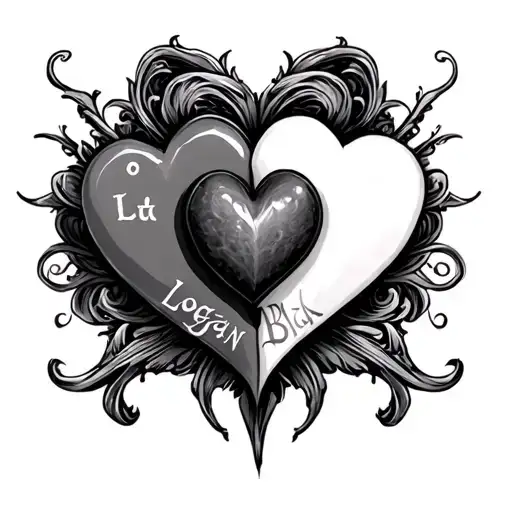 3 hearts overlapped with the name logan  tattoo design idea