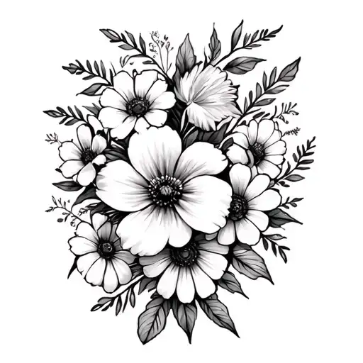 birth month flowers July,August,May,April,March, and november tattoo design idea