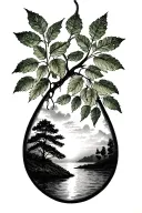 tear drop nature scene sunset sky tattoo design idea