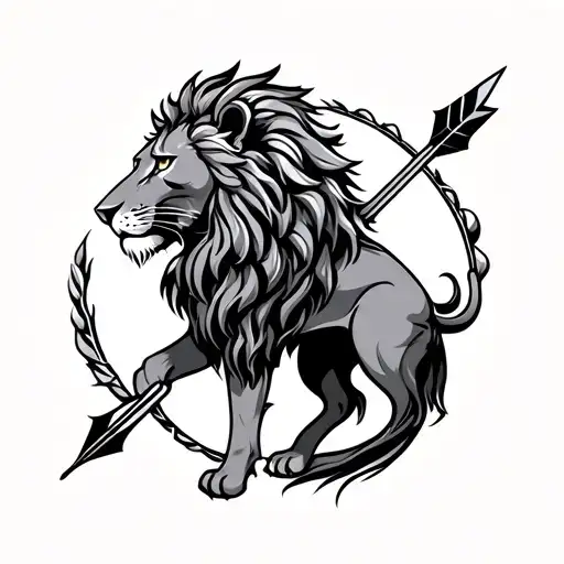LEO zodiac sign WITH ARROW tattoo design idea