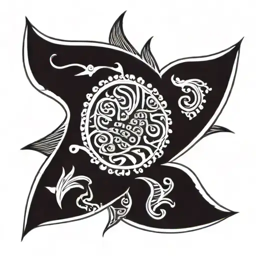 Tamil back tattoo with stingray manta ray and thai style tattoo design idea