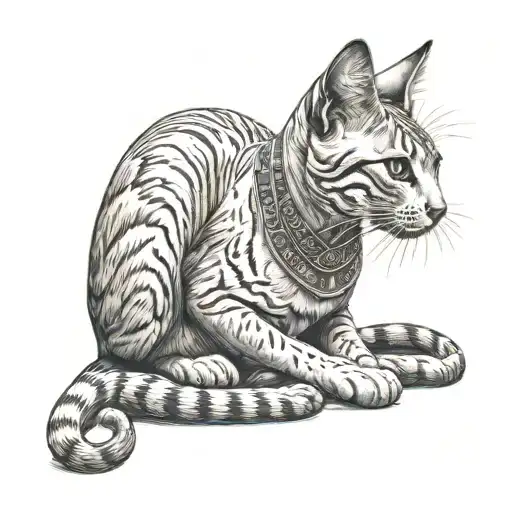egyptian cat sitting tattoo design idea