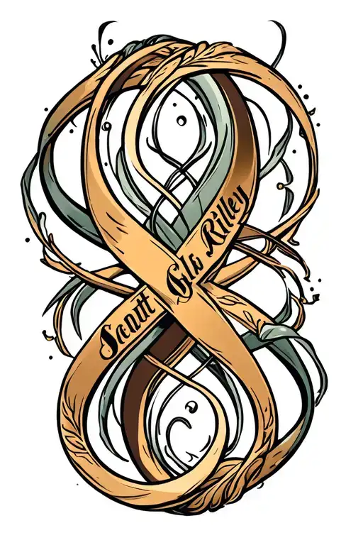 Infinity symbol with the names Scott, Riley and Stelling tattoo design idea