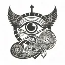 horus eye symbol integrated tattoo design idea