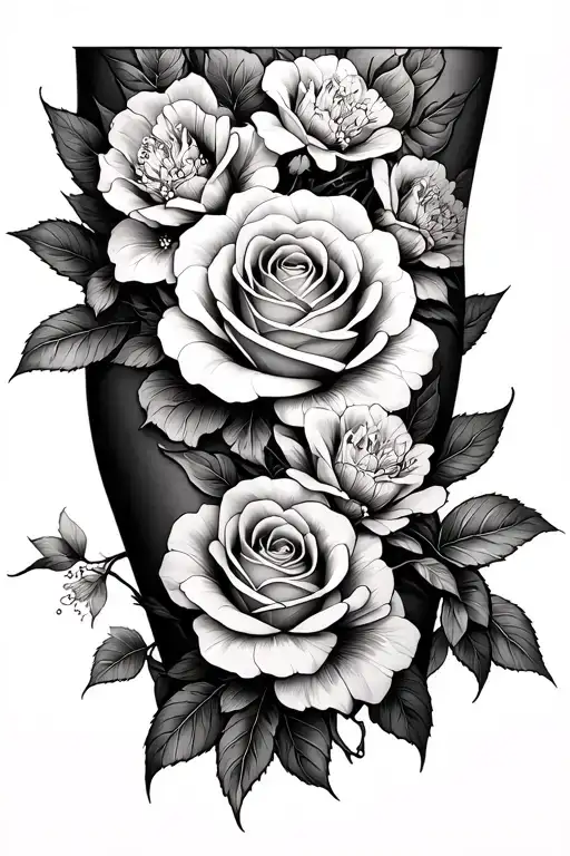 roses on thigh going down into cherry blossom Japanese style  tattoo design idea