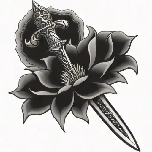 St. Michael's sword with a lotus tattoo design idea