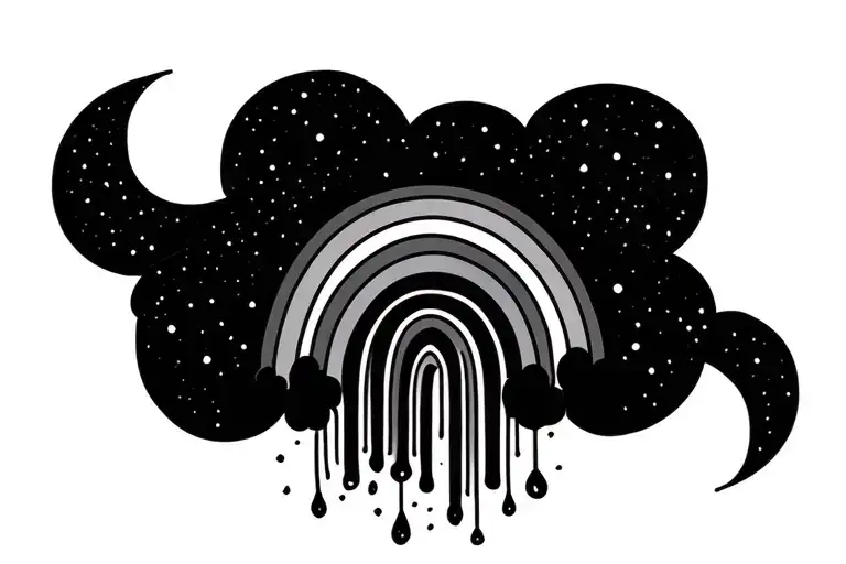 simple rainbow and cloud  tattoo design idea