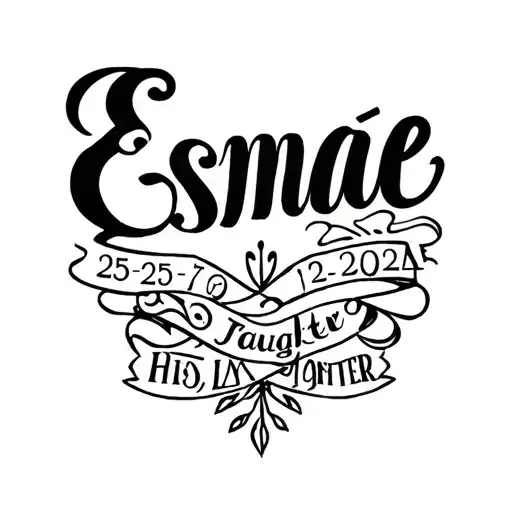 "Esmae 25-07-2024" "Esmae 25-07-2024" "Esmae 25-07-2024" "(Esmae 25-07-2024)" clean forearm tattoo design for a father dedicated to his daughter tattoo design idea