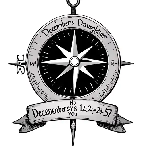 compass with text saying Decembers Daughter 12.-24-57 love you Daddy tattoo design idea