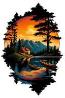 Color lake district tattoo design idea