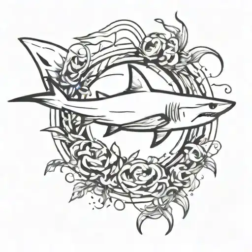 shark ,crab,protecting a young lioness  tattoo design idea