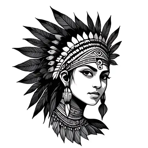 Aztec women tattoo design idea