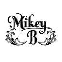 "Mikey B." "Mikey B." fancy chicano style tattoo with fancy swirly lines around name tattoo design idea