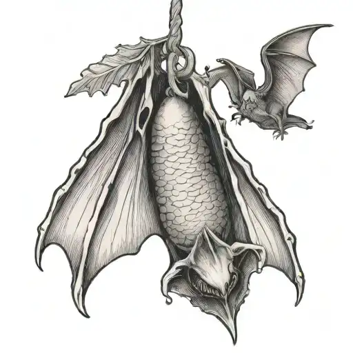 Hanging Bat tattoo design idea