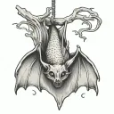 Hanging Bat tattoo design idea