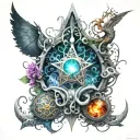 Elven chaos sorcery tattoo design idea