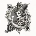 queen of hearts with letter K tattoo design idea