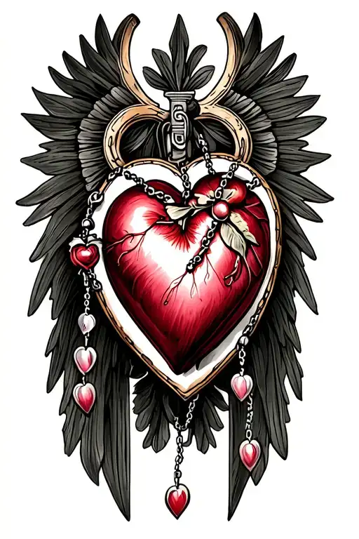sacred Heart and rosary wrapped tattoo design idea