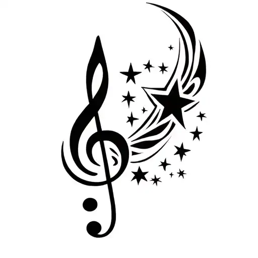 treble clef with stars tattoo design idea