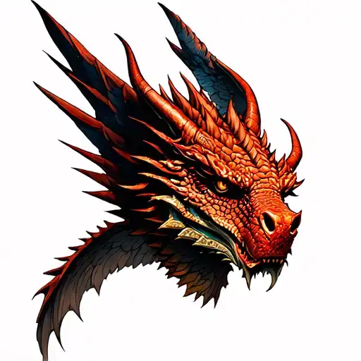 dragon head with industrial  gothic wings tattoo design idea