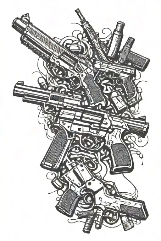 max payne lots of guns ,bullets and blood   tattoo design idea