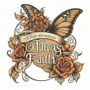 Tattoo of one line " Always Have Faith" around the Chest of a lady, with romantic gothic style and lot of flowy lines  tattoo design idea