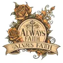 Tattoo of one line " Always Have Faith" around the Chest of a lady, with romantic gothic style and lot of flowy lines  tattoo design idea