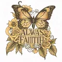 Tattoo of one line " Always Have Faith" around the Chest of a lady, with romantic gothic style and lot of flowy lines  tattoo design idea