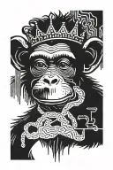 monkey with a basquiat crown made tattoo design idea