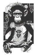 monkey with a basquiat crown made tattoo design idea