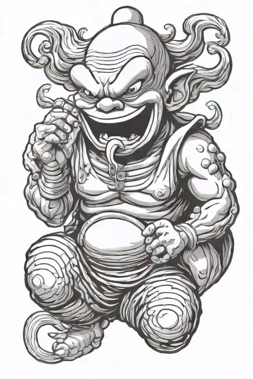 majin buu smoking a joint tattoo design idea