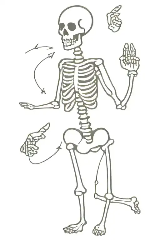 stick figure as a skeleton with middle finger tattoo design idea