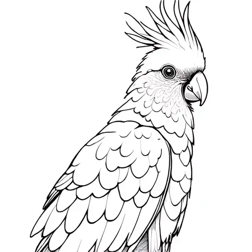 black cockatoo fine line work tattoo design idea