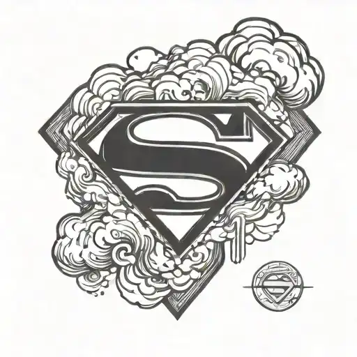 superman logo with clouds tattoo design idea