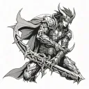 Combine elements from Devil May Cry, Mass Effect, and Hellsing to create a futuristic sci-fi demon hunter tattoo tattoo design idea