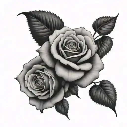 2 large roses, 2 smaller buds with the name paul tattoo design idea