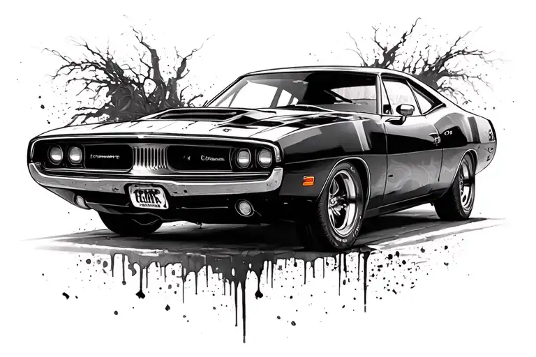 70 dodge charger tattoo design idea