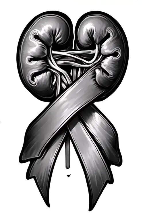 kidney transplant ribbon intertwined tattoo design idea