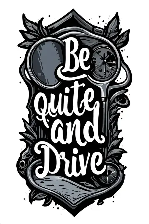 "Be quiet and drive " rear view mirror tattoo design idea
