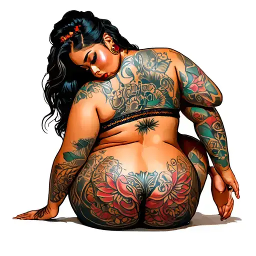 5-8 big booty latina girl sitting tattoo design idea