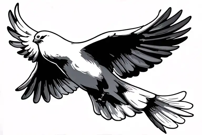 catholic dove flying church tattoo design idea