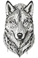 two face husky face with geometric sketch tattoo design idea
