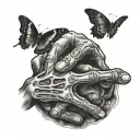 The Creation of Adam hands touching, one of the and is a skeleton and a butterfly on god's finger tattoo design idea