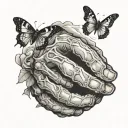 The Creation of Adam hands touching, one of the and is a skeleton and a butterfly on god's finger tattoo design idea
