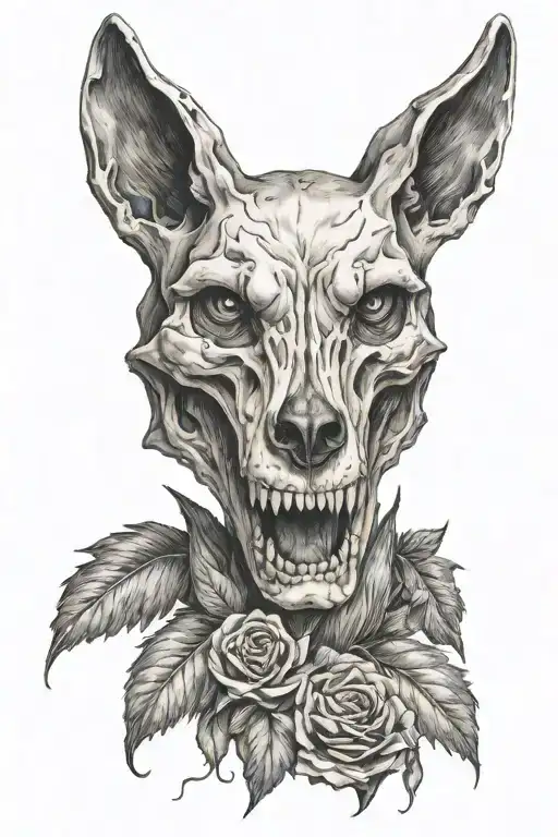 Wolf skull memento mori tattoo design idea